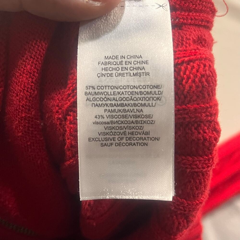 Lauren Ralph Lauren Red Cable Knit Full Zip Sweater Jacket XXS Gold Logo - Picture 7 of 7